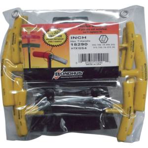 ボンダス BONDHUS ボンダス HTX10/S-6 全長152mm 六角T-ハンドル インチ セット10本組 3/32-3/8+スタンド BONDHUS