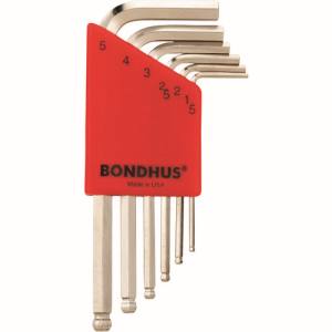 ボンダス BONDHUS ボンダス BLX6MSB ボールポイント L-レンチ ショート メッキ セット6本組 1.5-5mm BONDHUS