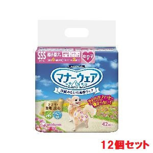 ユニチャーム Unicharm ユニチャーム マナーウェア 女の子用 SSSサイズ 超小型犬用 ピンクリボン 青リボン 42枚 12個セット 犬 おむつ