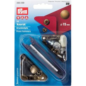 プリム Prym プリム スナップボタン Anorak キット付 φ15mm 10組入 アンティーク真鍮 PRM390299 Prym