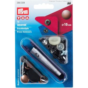プリム Prym プリム スナップボタン Anorak キット付 φ15mm 10組入 オールドカッパー PRM390309 Prym
