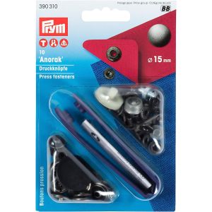 プリム Prym プリム スナップボタン Anorak キット付 φ15mm 10組入 オールドアイアン PRM390310 Prym