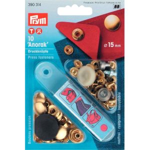 プリム Prym プリム スナップボタン Anorak キット付 φ15mm 10組入 ゴールド PRM390314 Prym