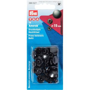 プリム Prym プリム スナップボタン Anorak 補充用 φ15mm 10組入 ブラックニッケル PRM390327 Prym