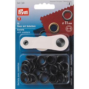 プリム Prym プリム 両面ハトメ アイレット φ11mm 15組入 ブラックニッケル PRM541381 Prym