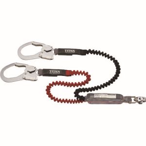 サンコー SANKO タイタン HL-ERW-130 EXJ伸縮ストラップ式 タイプ1ランヤード ブラック/レッド ダブル 墜落制止用器具 サンコー