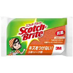 スリーエム 3M スリーエム 3M スコッチブライト 抗菌ウレタンスポンジたわし 3層リーフ型 キッチンスポンジ
