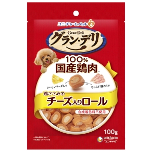ユニチャーム Unicharm ユニチャーム グラン デリ 銀のさら きょうのごほうび ささみのチーズ入りロール 100g