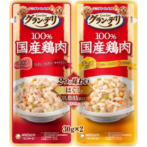 ユニチャーム Unicharm ユニチャーム グランデリ 2つの味わい パウチ ほぐし 成犬用 ビーフ&チーズ 30g×2 犬 フード