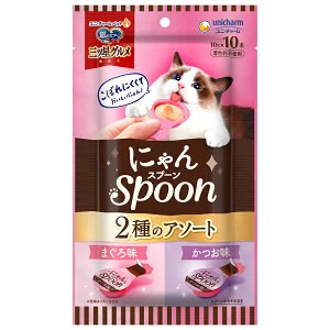 ユニチャーム unicham ユニチャーム 銀のスプーン 三ツ星グルメ おやつにゃんSpoon 2種のアソート まぐろ & かつお味 100g