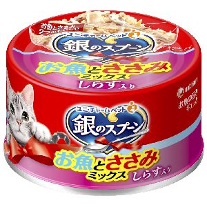 ユニチャーム Unicharm ユニチャーム 銀のスプーン 缶 お魚とささみミックスしらす 70g