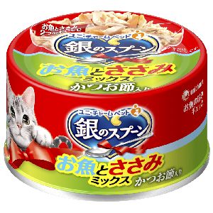ユニチャーム Unicharm ユニチャーム 銀のスプーン 缶 お魚とささみミックスかつお節 70g