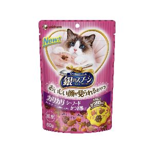 ユニチャーム Unicharm ユニチャーム 銀のスプーン おいしい顔が見られるおやつ カリカリシーフード 60g 猫 おやつ