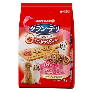ユニチャーム Unicharm ユニチャーム グラン デリ ふっくら仕立て 10歳以上用 鶏ささみ ビーフ 緑黄色野菜 小魚 チーズ 角切りビーフ粒入り 1.6kg 270800