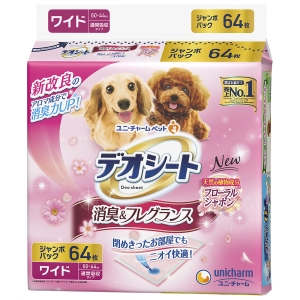 ユニチャーム Unicharm ユニチャーム デオシート ふんわり香る消臭フレグランス フローラルシャボンの香り ワイド 64枚