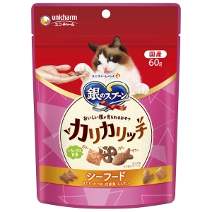 ユニチャーム Unicharm ユニチャーム 銀のスプーン おいしい顔が見られるおやつ カリカリシーフード 60g 猫 おやつ