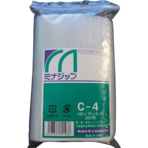 酒井化学工業 ミナ MZC-4 チャック付ポリエチレン袋 ミナジップ C-4 200枚入 酒井化学工業