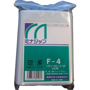 酒井化学工業 ミナ MZF-4 チャック付ポリエチレン袋 ミナジップ F-4 100枚入 酒井化学工業