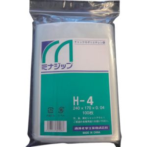 酒井化学工業 ミナ MZH-4 チャック付ポリエチレン袋 ミナジップ H-4 100枚入 酒井化学工業