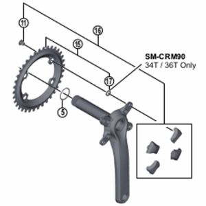 シマノ SHIMANO シマノ SHIMANO Y1PV98101 チェーンリング取付けパーツ & 取付けボルトセット