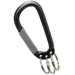 輸入特価アウトレット ファッションカラビナ リング付き(大 7.4x0.6cm) ブラック 付属リング3個