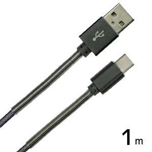 あきばお～ USB3.1 typeC - USB2.0オス 1m メッシュブラック
