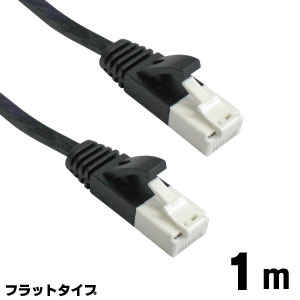 輸入特価アウトレット LANケーブル フラットタイプ 1m ブラック ツメ折れ防止 CAT6対応