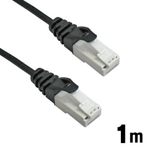 あきばお～ LANケーブル スリムタイプ 極細 1m ブラック ツメ折れ防止 CAT6対応