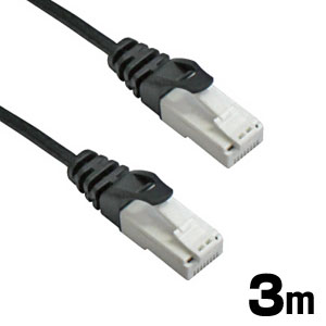 輸入特価アウトレット LANケーブル スリムタイプ 極細 3m ブラック ツメ折れ防止 CAT6対応