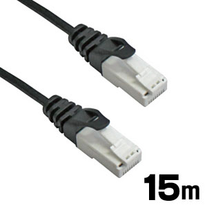 輸入特価アウトレット LANケーブル スリムタイプ 極細 15m ブラック ツメ折れ防止 CAT6対応