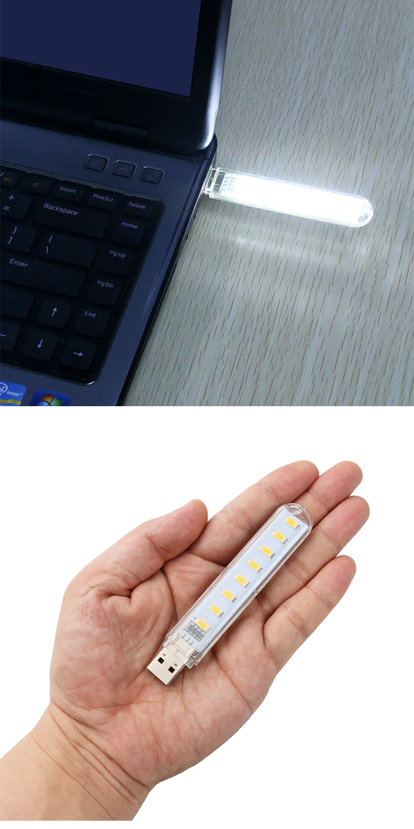  あきばお～ USB 8LEDライトバー 昼白色