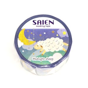 カミイソ産商 カミイソ産商 マスキングテープ SAIEN UR-3108 金銀連箔 Midnight Sheep 20mmx5m