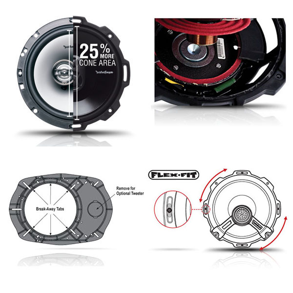  ロックフォード ROCKFORD FOSGATE ロックフォード T16 16cm コアキシャル 2way 薄型スピーカー パワーシリーズ 国内正規輸入品