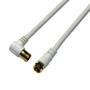 HORIC アンテナケーブル 3m ホワイト F型差込式/ネジ式コネクタ L字/ストレートタイプ HAT30-921LS