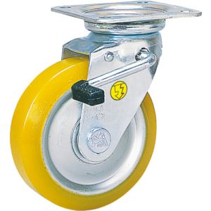 シシク SISIKU シシク EUWJB-150 静電気帯電防止キャスター 自在ストッパー付 150径 ウレタン車輪 SISIKU