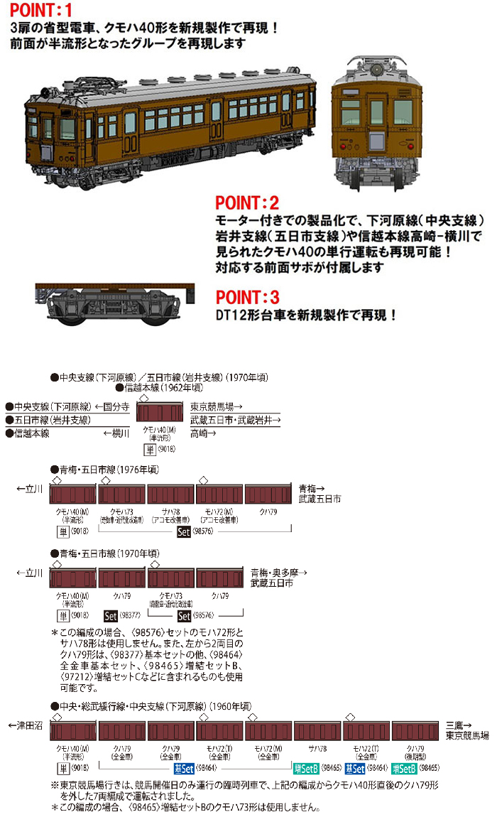  トミーテック TOMIX TOMIX　9018　クモハ４０形（半流形・Ｍ）