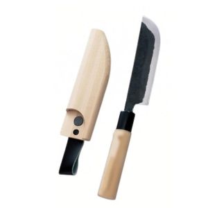 豊稔企販 豊稔企販 HT-6791 細巾黒打収穫 包丁 木サヤ入り 150mm