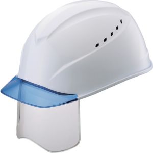谷沢製作所 タニザワ 谷沢製作所 1230VJ-SH-V5-W3-J エアライトS搭載ヘルメット ブルー透明ひさし 溝 通気孔 シールド付 白色
