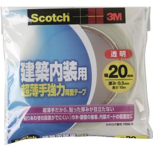 スリーエム 3M スリーエム 3M PBW-20 スコッチ 建築内装用超薄手強力両面テープ 20mm×10m