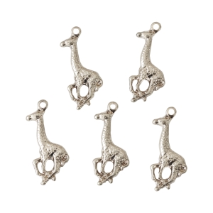 日本紐釦貿易 Nippon Chuko NBK ヴィンテージ風チャーム キリン 5個 シルバー KE-CH-11S 日本紐釦貿易