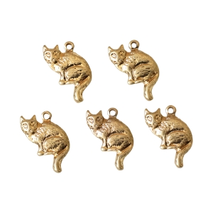 日本紐釦貿易 Nippon Chuko NBK ヴィンテージ風チャーム 猫 5個 ゴールド KE-CH-13G 日本紐釦貿易