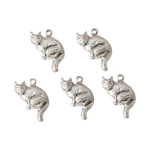 日本紐釦貿易 Nippon Chuko NBK ヴィンテージ風チャーム 猫 5個 シルバー KE-CH-13S 日本紐釦貿易