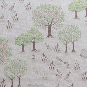 日本紐釦貿易 Nippon Chuko NBK マカベアリス Words of Forest Fruits Tree 綿麻プリント生地 約53×50cm ベージュ ACM001CUT-D