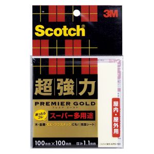 スリーエム 3M スリーエム 3M KPS-100 スコッチ 超強力両面テープ プレミアゴールド スーパー多用途 100mm×100mm
