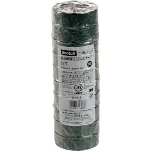 スリーエム 3M スリーエム 3M 117 GRE 10 10P ビニールテープ 117 緑 19mm×10m 10巻入り
