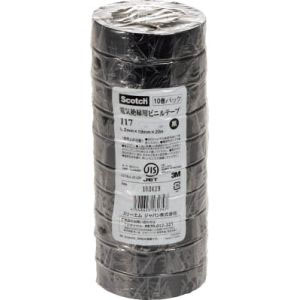 スリーエム 3M スリーエム 3M 117 BLA 20 10P ビニールテープ 黒 19mm×20m 10巻入り