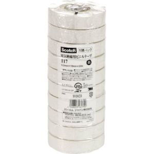 スリーエム 3M スリーエム 3M 117 WHI 20 10P ビニールテープ 117 白 19mm×20m 10巻入り