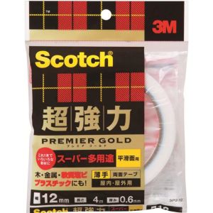 スリーエム 3M スリーエム 3M SPU-12 超強力両面テープ プレミアゴールド スーパー多用途 薄手 12mm×4m