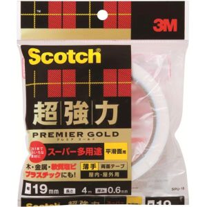スリーエム 3M スリーエム 3M SPU-19 超強力両面テープ プレミアゴールド スーパー多用途 薄手 19mm×4m