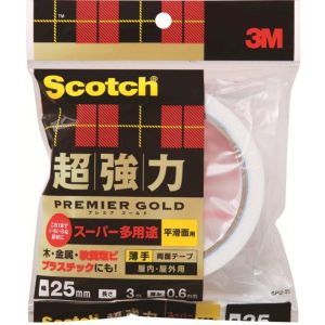 スリーエム 3M スリーエム 3M SPU-25 超強力両面テープ プレミアゴールド スーパー多用途 薄手 25mm×3m
